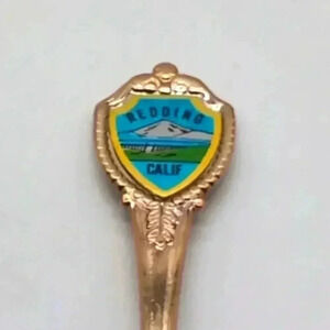 Redding California Gold Tone Souvenir Engraved Spoon Kitschy Cool